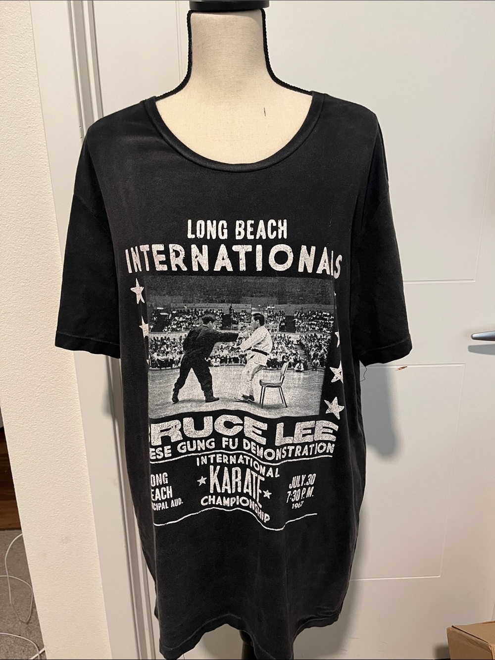 Bruce Lee Long Beach International Karate Championship Graphic Black T-Shirt